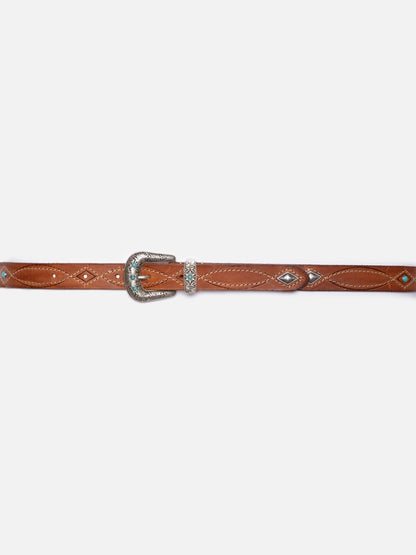 Western Embellished Belt Toffee Brown