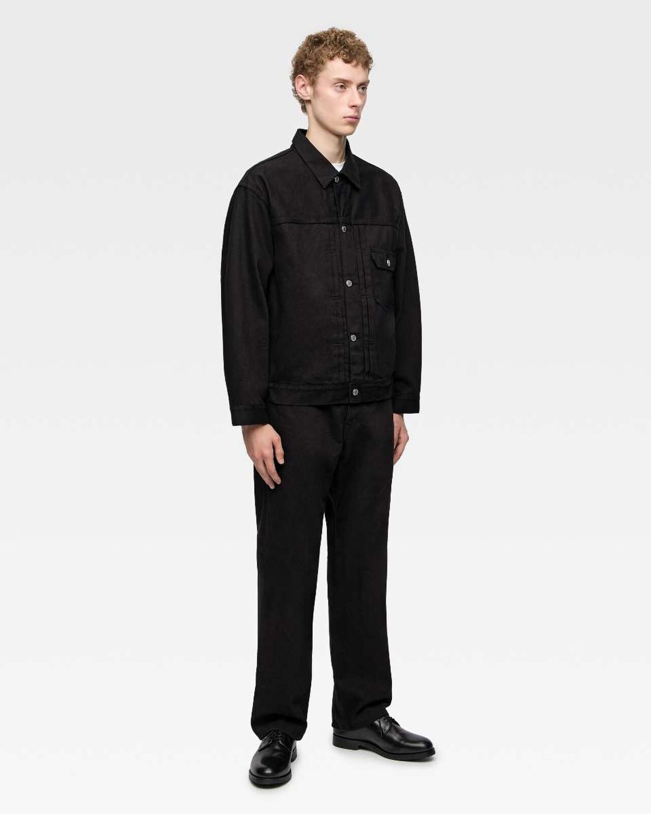 MOMOTARO JEANS MMJE6401 15oz #100 "Kyotomontsuki Dyed" Straight Black Jeans