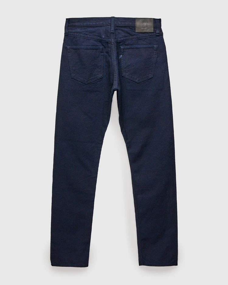 Pure Blue Japan 1177-ID Sashiko 5 Pocket Pants / Relaxed Tapered - Heather Indigo X Black