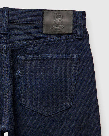 Pure Blue Japan 1177-ID Sashiko 5 Pocket Pants / Relaxed Tapered - Heather Indigo X Black