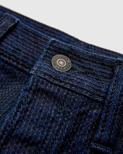 Pure Blue Japan 1177-ID Sashiko 5 Pocket Pants / Relaxed Tapered - Heather Indigo X Black