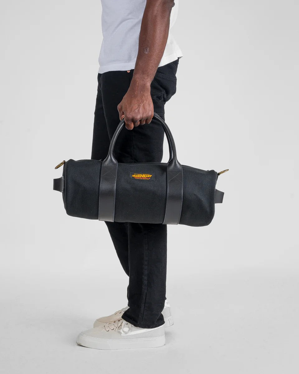 Iron Heart IHE-24-BLK 21oz Denim and Buttero Leather Holdall - Superblack