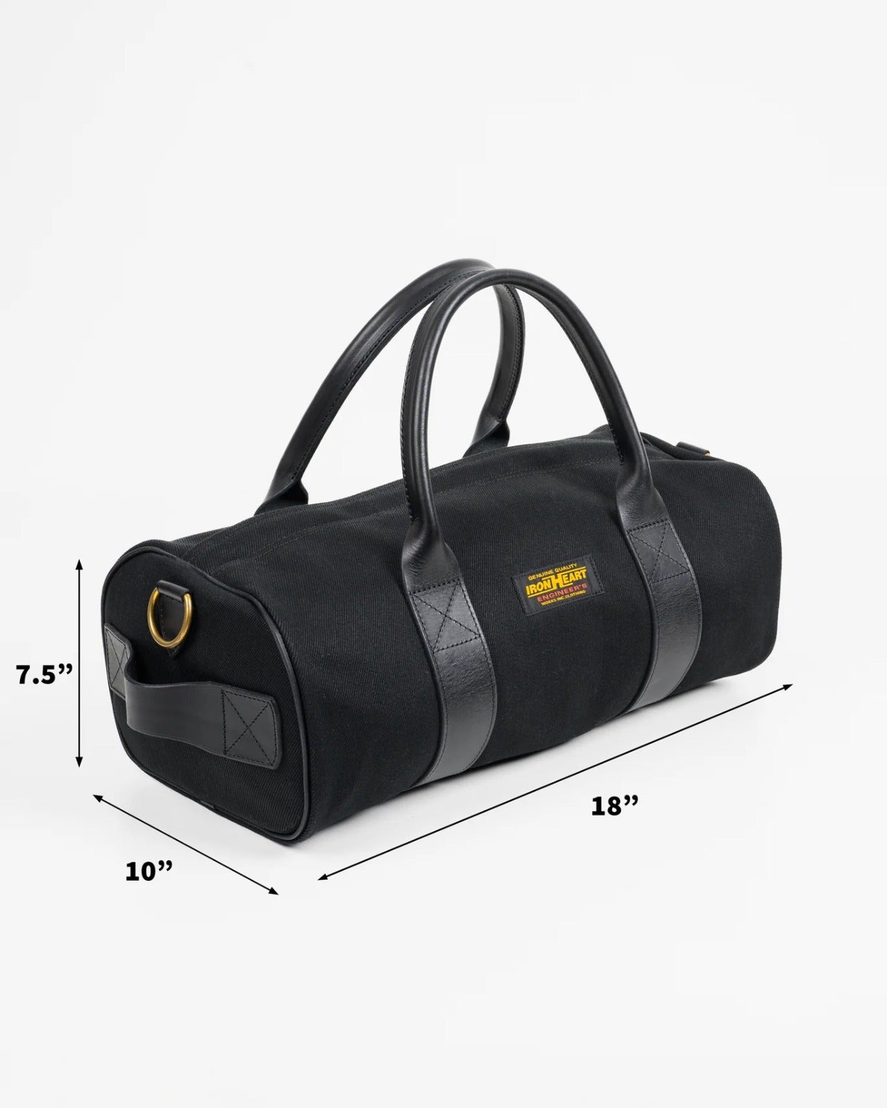 Iron Heart IHE-24-BLK 21oz Denim and Buttero Leather Holdall - Superblack