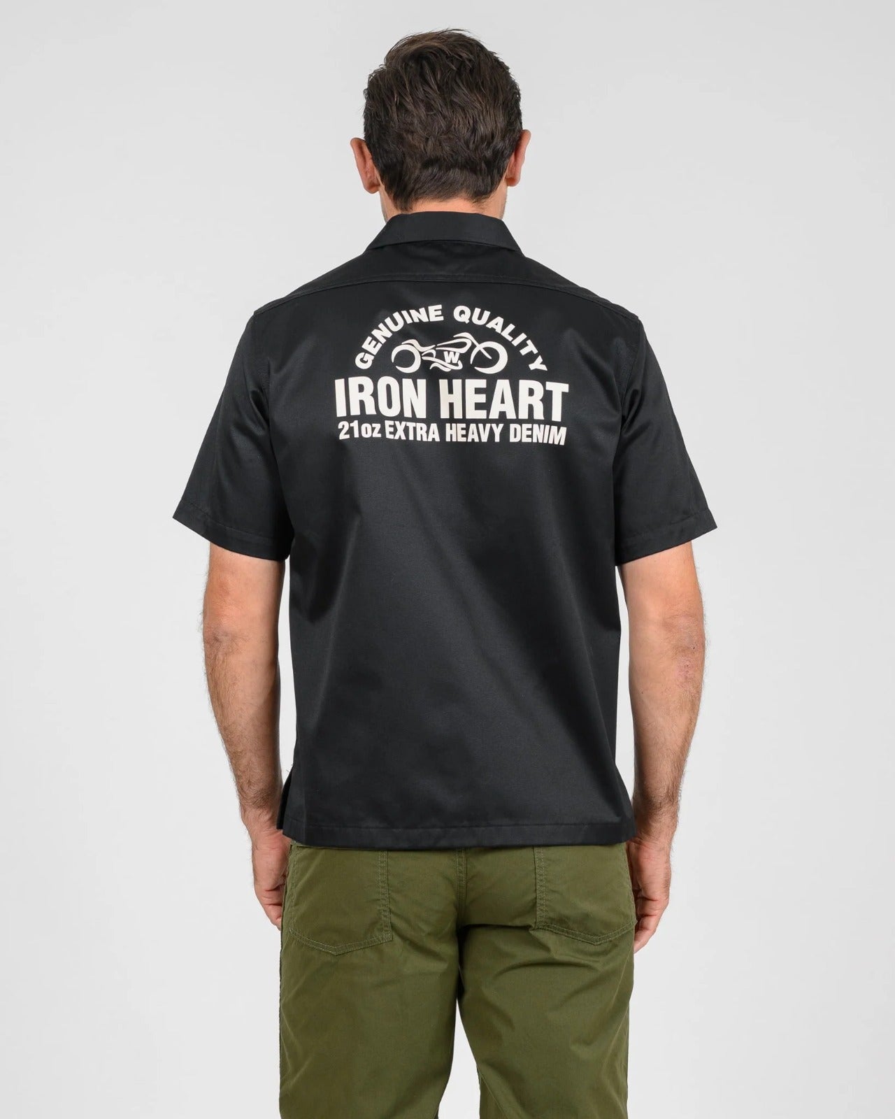 Iron Heart IHSH-446-BLK 9.6oz T/C Short Sleeved Mechanic Shirt - Black