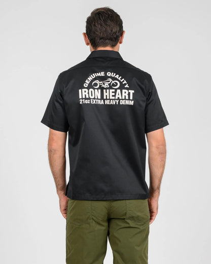 Iron Heart IHSH-446-BLK 9.6oz T/C Short Sleeved Mechanic Shirt - Black