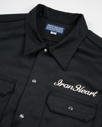 Iron Heart IHSH-446-BLK 9.6oz T/C Short Sleeved Mechanic Shirt - Black