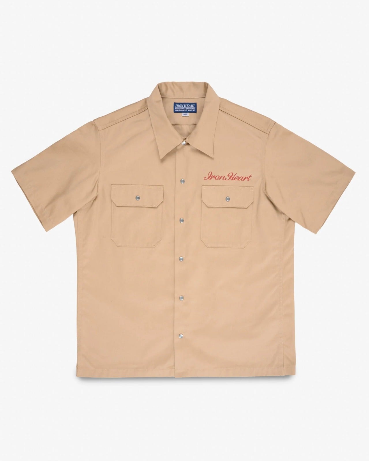 Iron Heart IHSH-446-KHA 9.6oz T/C Short Sleeved Mechanic Shirt - Khaki