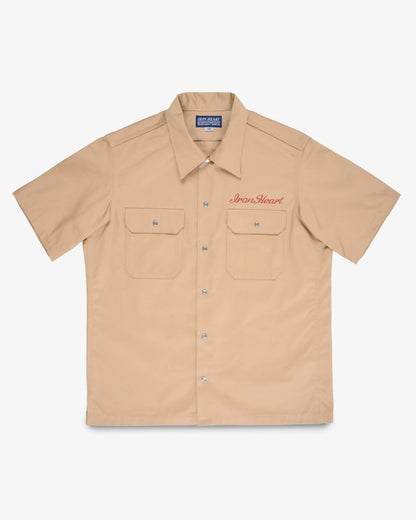 Iron Heart IHSH-446-KHA 9.6oz T/C Short Sleeved Mechanic Shirt - Khaki