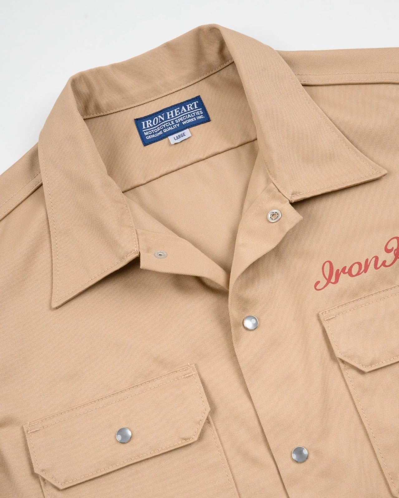 Iron Heart IHSH-446-KHA 9.6oz T/C Short Sleeved Mechanic Shirt - Khaki