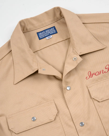 Iron Heart IHSH-446-KHA 9.6oz T/C Short Sleeved Mechanic Shirt - Khaki