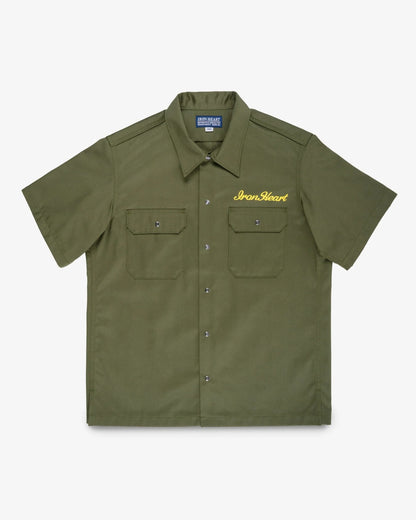 Iron Heart IHSH-446-ODG 9.6oz T/C Short Sleeved Mechanic Shirt - Olive Drab Green
