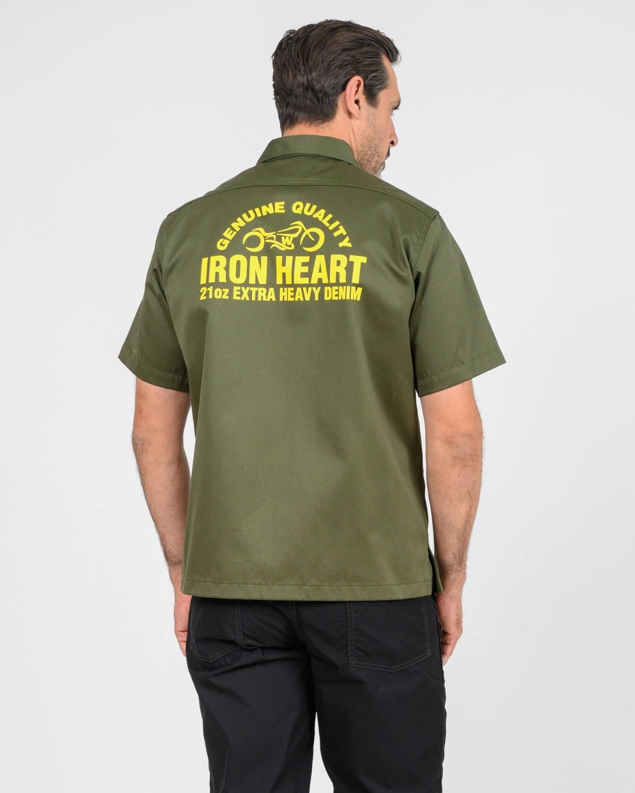 Iron Heart IHSH-446-ODG 9.6oz T/C Short Sleeved Mechanic Shirt - Olive Drab Green