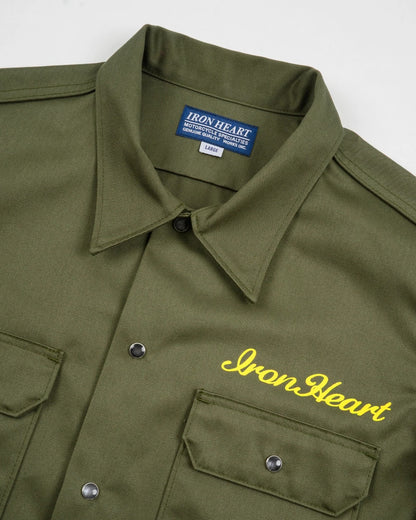 Iron Heart IHSH-446-ODG 9.6oz T/C Short Sleeved Mechanic Shirt - Olive Drab Green