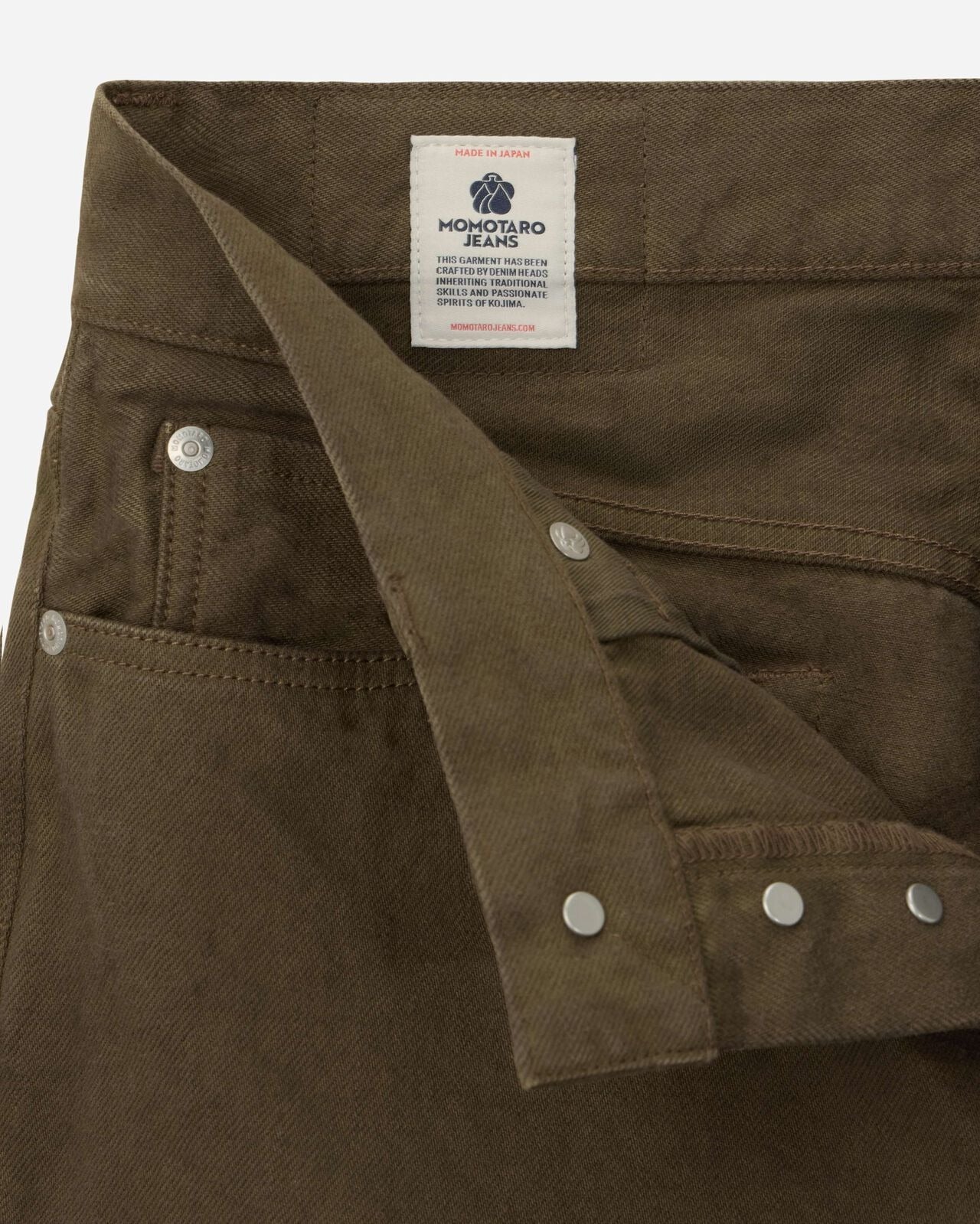 Momotaro Jeans MMJZ6403 #100 Botanical Moss Dye Straight Denim Khaki