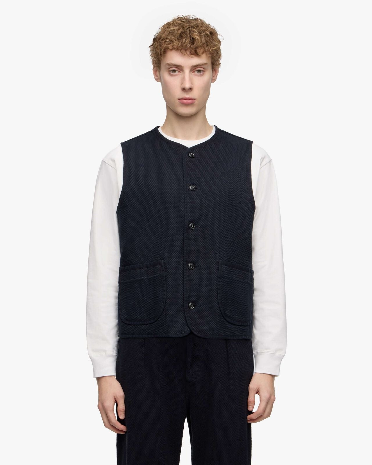 Momotaro Jeans MMVE6000 ID SASHIKO VEST-OVERDYE INDIGO