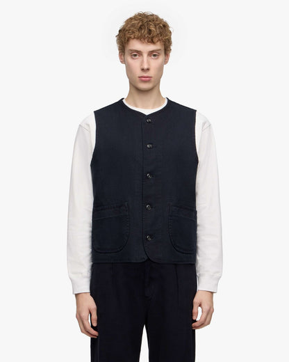 Momotaro Jeans MMVE6000 ID SASHIKO VEST-OVERDYE INDIGO