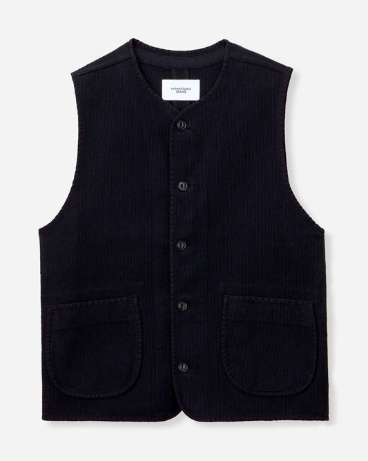 Momotaro Jeans MMVE6000 ID SASHIKO VEST-OVERDYE INDIGO