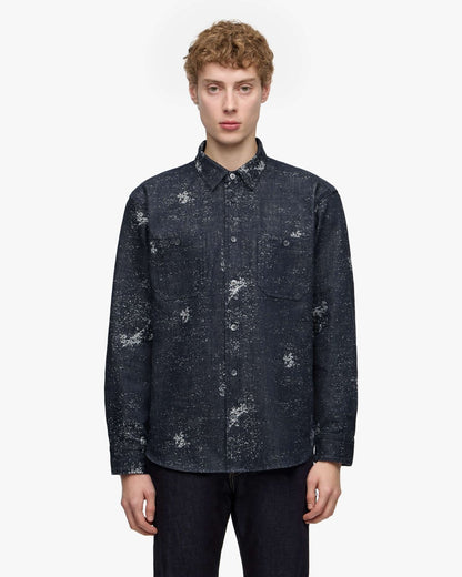 Momotaro Jeans MMLS6008 ID JAGUARD L/S SHIRT INDIGO