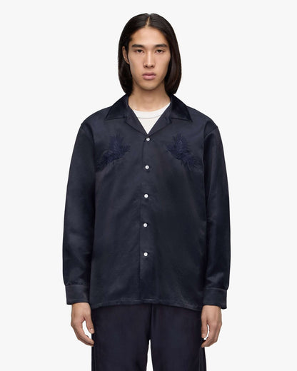 Momotaro Jeans MMLS6007 SATIN NAVY SOUVENIR L/S SHIRT