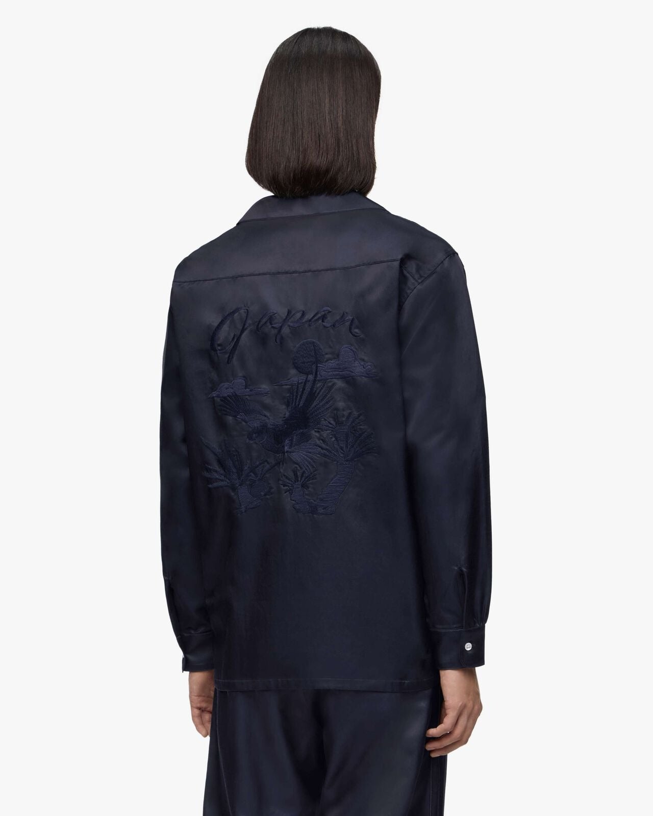 Momotaro Jeans MMLS6007 SATIN NAVY SOUVENIR L/S SHIRT