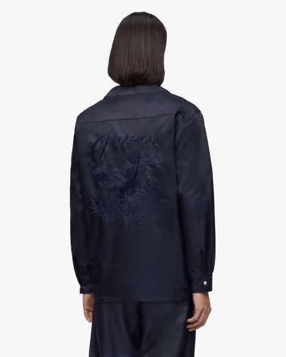 Momotaro Jeans MMLS6007 SATIN NAVY SOUVENIR L/S SHIRT