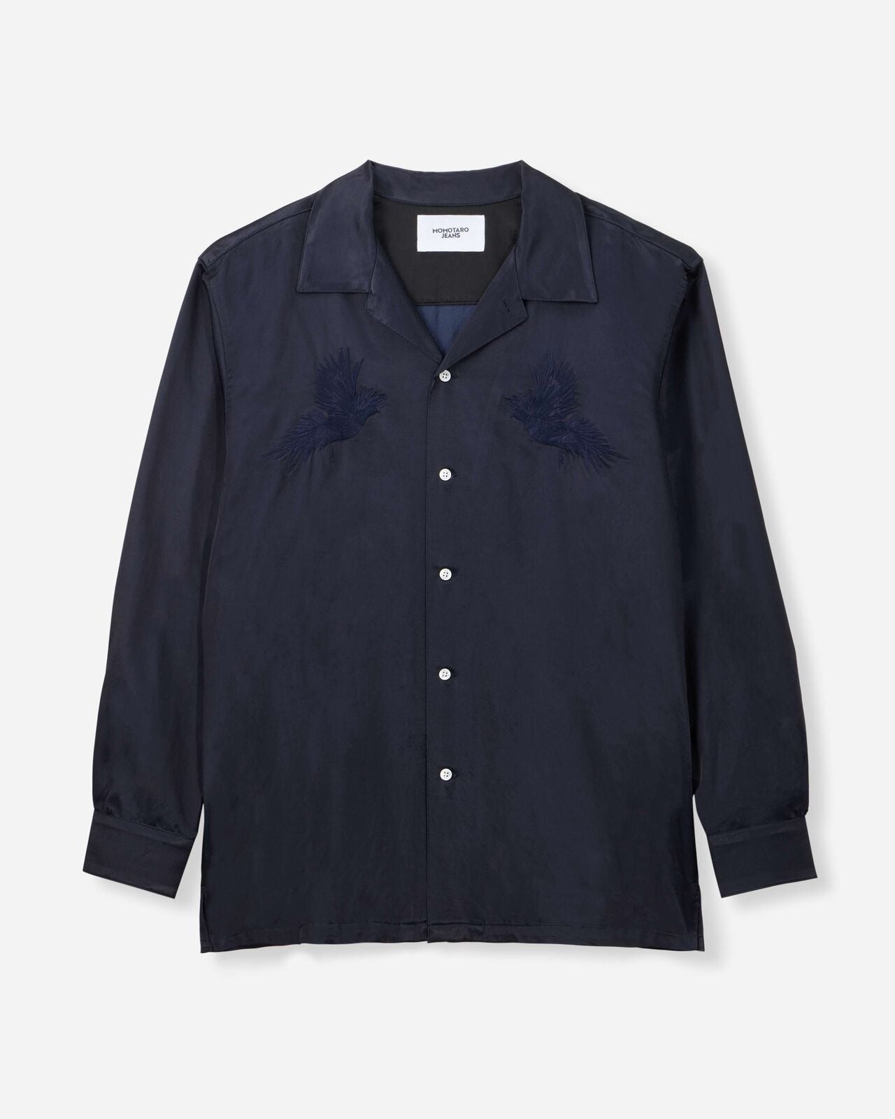 Momotaro Jeans MMLS6007 SATIN NAVY SOUVENIR L/S SHIRT