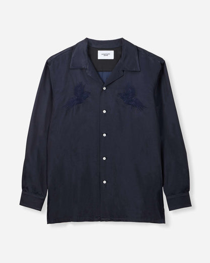 Momotaro Jeans MMLS6007 SATIN NAVY SOUVENIR L/S SHIRT