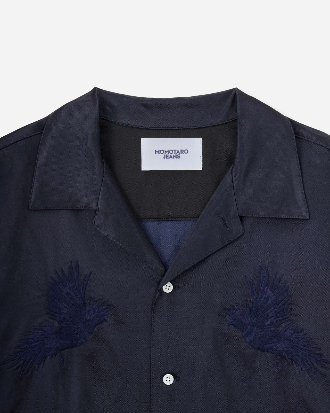 Momotaro Jeans MMLS6007 SATIN NAVY SOUVENIR L/S SHIRT