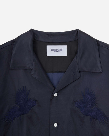 Momotaro Jeans MMLS6007 SATIN NAVY SOUVENIR L/S SHIRT
