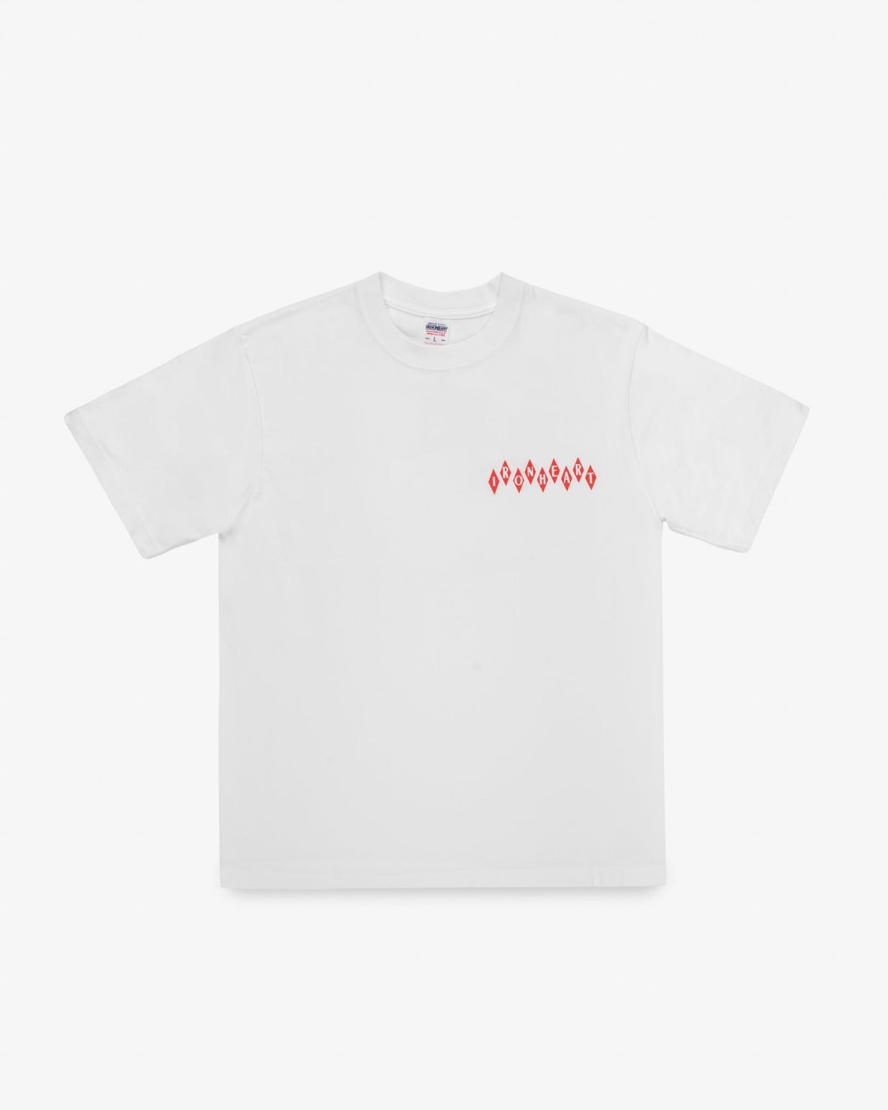 Iron Heart IHT-777-WHT 7.5oz Printed Loopwheel Crew Neck T-Shirt - White