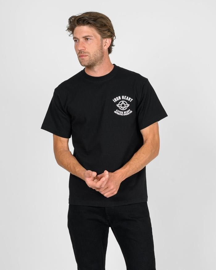 Iron Heart IHT-2503 7.5oz Printed Loopwheel Crew Neck T-Shirt Black