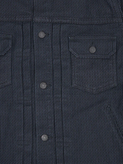 Pure Blue Japan 6117-BK Sashiko Type 2 Jacket Grey x Black Sashiko