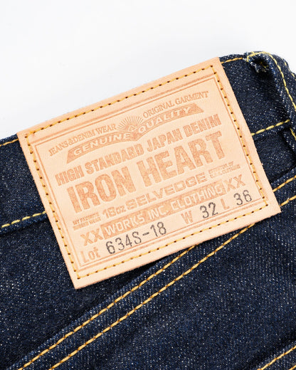 Iron Heart IH-634S-18 18oz Vintage Selvedge Denim Straight Cut Jeans - Indigo