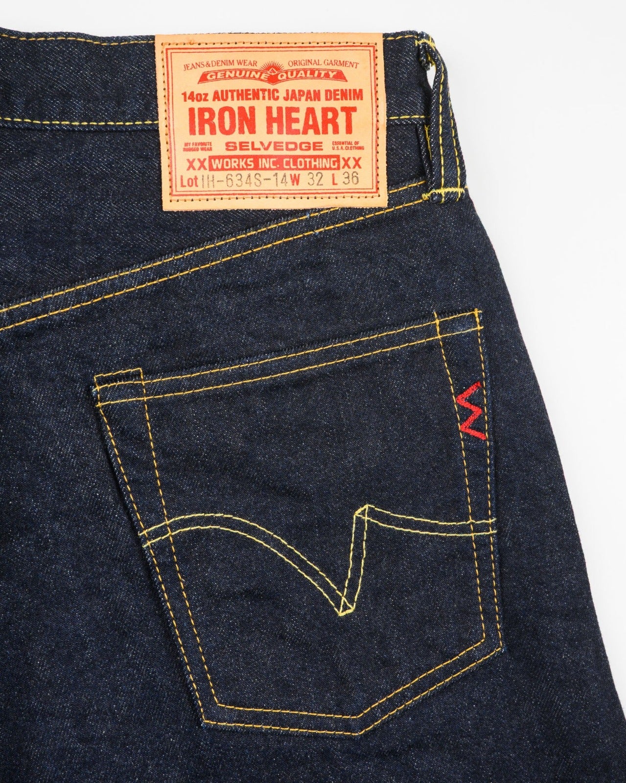 Iron Heart IH-634S-142 14oz Selvedge Denim Straight Cut Jeans - Indigo