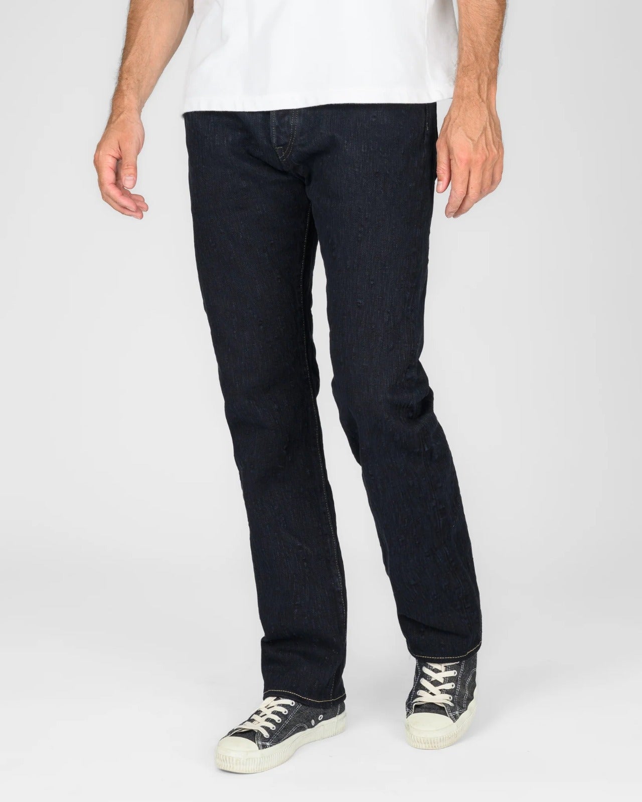 Iron Heart IH-888S-SLBod 16oz Slubby Selvedge Denim Relaxed Tapered Cut Jeans - Indigo Overdyed Black