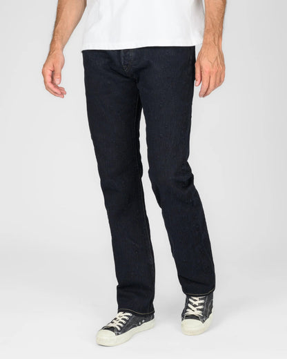 Iron Heart IH-888S-SLBod 16oz Slubby Selvedge Denim Relaxed Tapered Cut Jeans - Indigo Overdyed Black