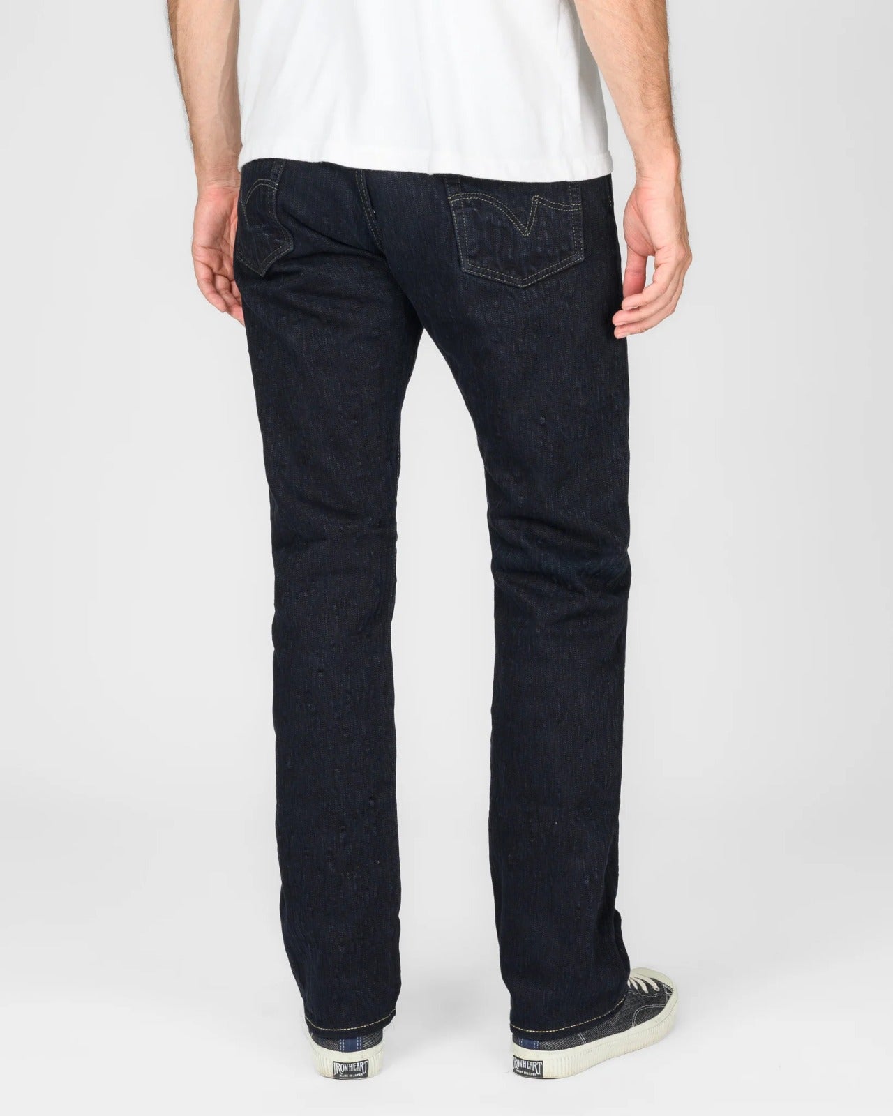 Iron Heart IH-888S-SLBod 16oz Slubby Selvedge Denim Relaxed Tapered Cut Jeans - Indigo Overdyed Black