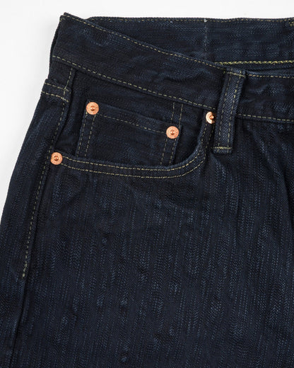 Iron Heart IH-888S-SLBod 16oz Slubby Selvedge Denim Relaxed Tapered Cut Jeans - Indigo Overdyed Black