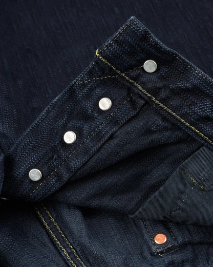 Iron Heart IH-888S-SLBod 16oz Slubby Selvedge Denim Relaxed Tapered Cut Jeans - Indigo Overdyed Black