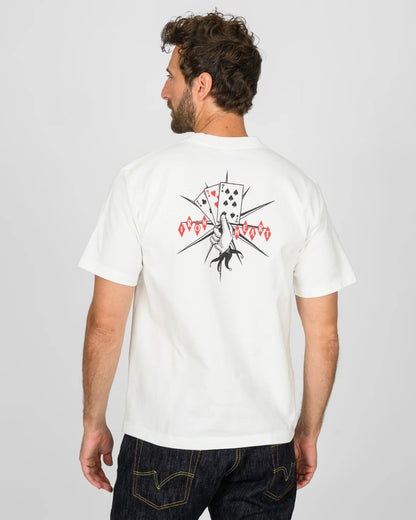 Iron Heart IHT-777-WHT 7.5oz Printed Loopwheel Crew Neck T-Shirt - White