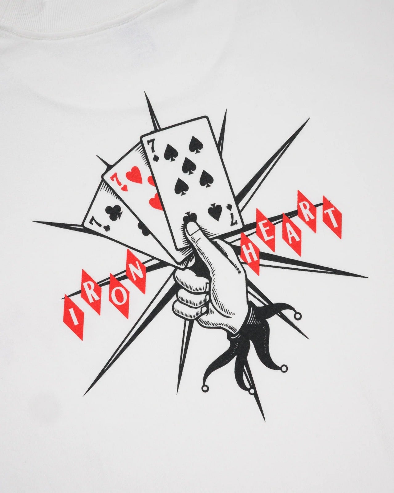 Iron Heart IHT-777-WHT 7.5oz Printed Loopwheel Crew Neck T-Shirt - White