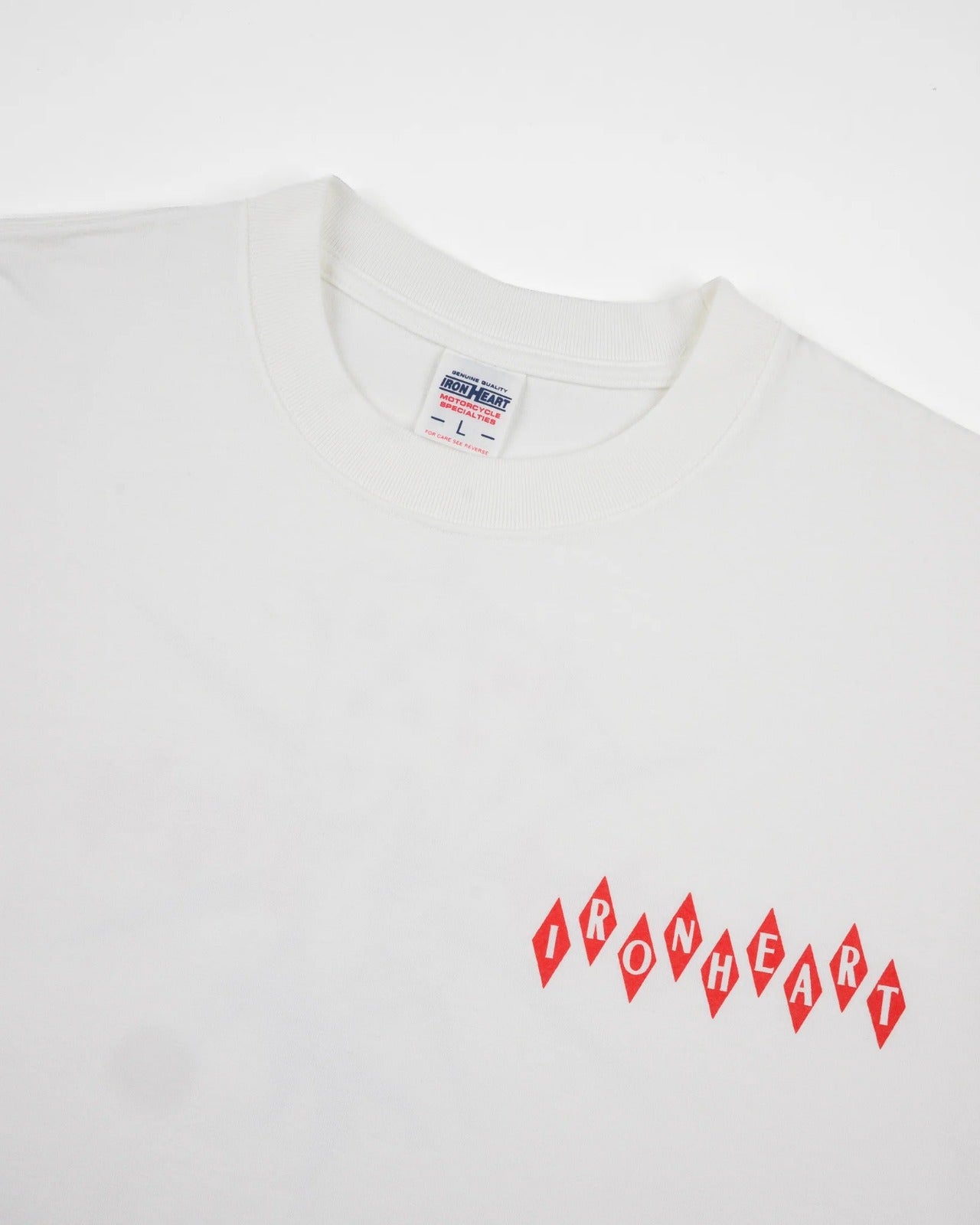 Iron Heart IHT-777-WHT 7.5oz Printed Loopwheel Crew Neck T-Shirt - White