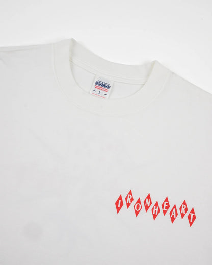 Iron Heart IHT-777-WHT 7.5oz Printed Loopwheel Crew Neck T-Shirt - White