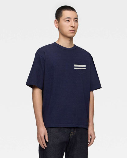 Momotaro Jeans MXTS1040 ID  YARN DYED S/S POCKET TEE - INDIGO