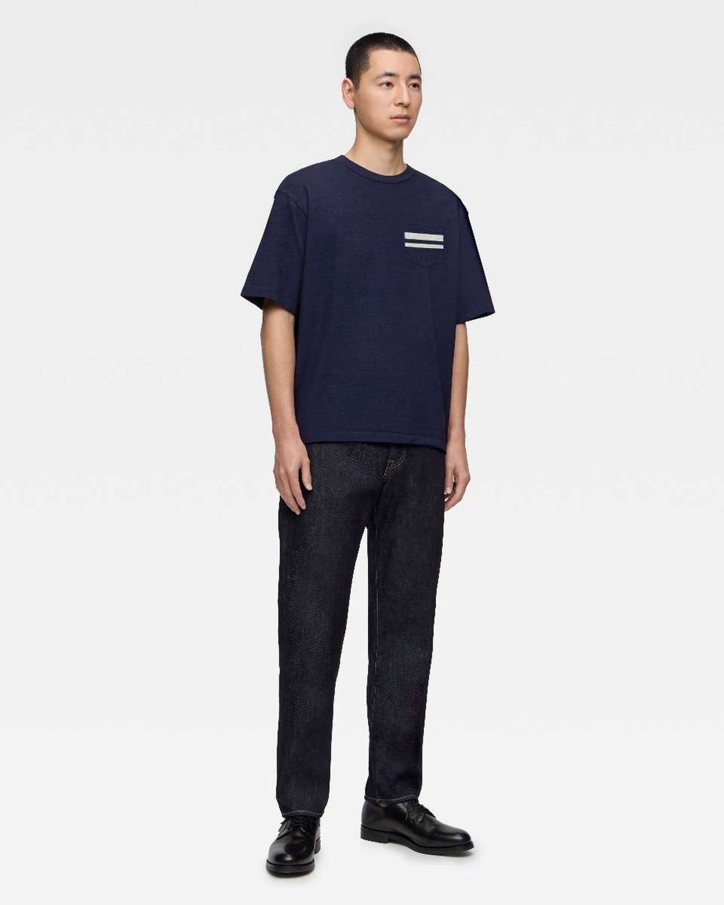 Momotaro Jeans MXTS1040 ID  YARN DYED S/S POCKET TEE - INDIGO